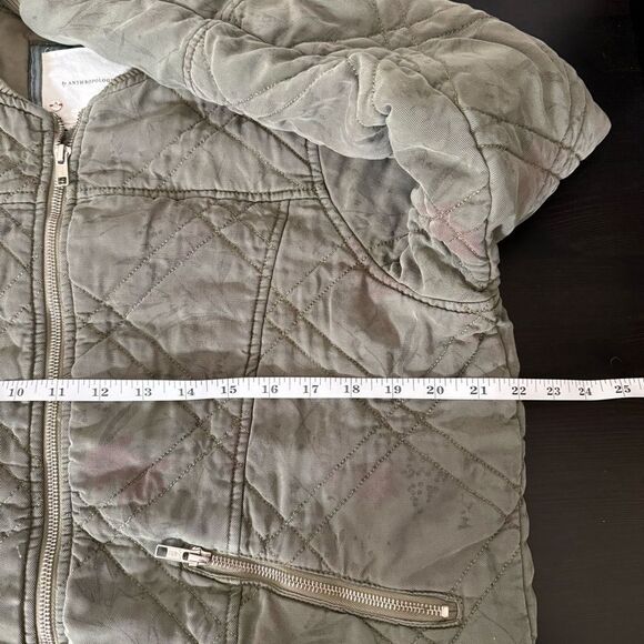 Anthropologie Bomber Jacket Womens Size L Olive Green Floral Full Zip Lyocell - Picture 10 of 11